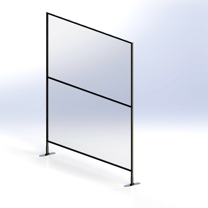 Smittevernskjerm gulv med sort stål stativ