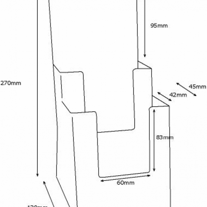 C-SERIE 1/3 A4 stående Brosjyreholder 2C110